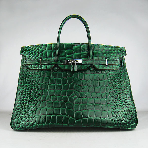 Replica Hermes Birkin 40CM Crocodile Veins Leather Bag Dark Green 6099 Online